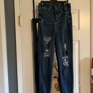 American Eagle high waisted distressed jeans